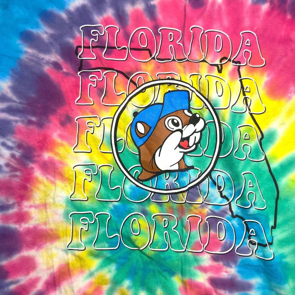 Buc-ee’s Florida Tie Dye T-Shirt XL Extra Large Beaver Logo Spiral Colorful Tee - Picture 5 of 6